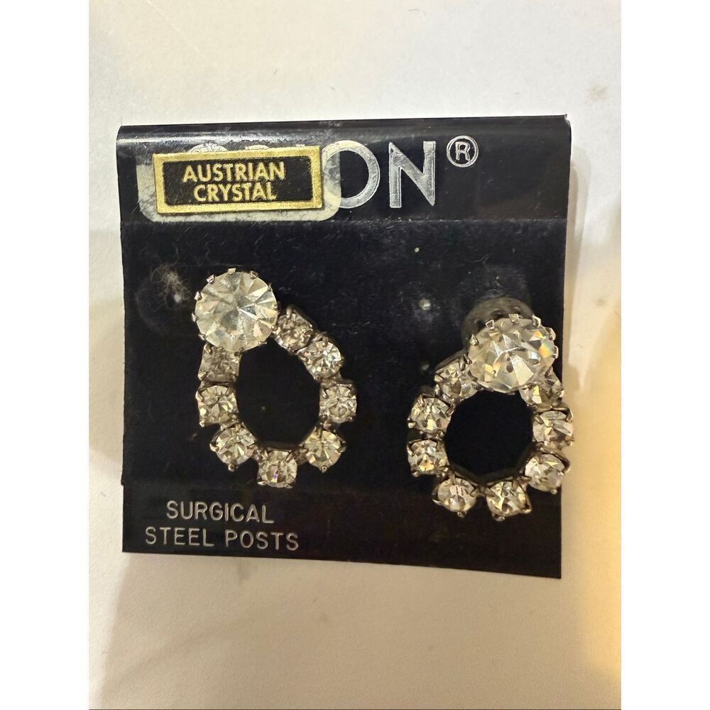 Orion Silvertone Austrian Crystal Surgical Steel Posts Stud Earrings NWT